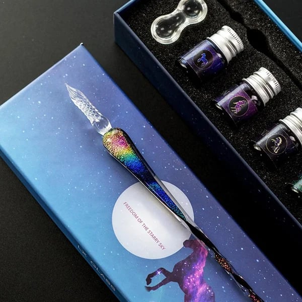 (🎁2023-Christmas Hot Sale🎁)2023 Calligraphy Glass Dip Pen Ink Set