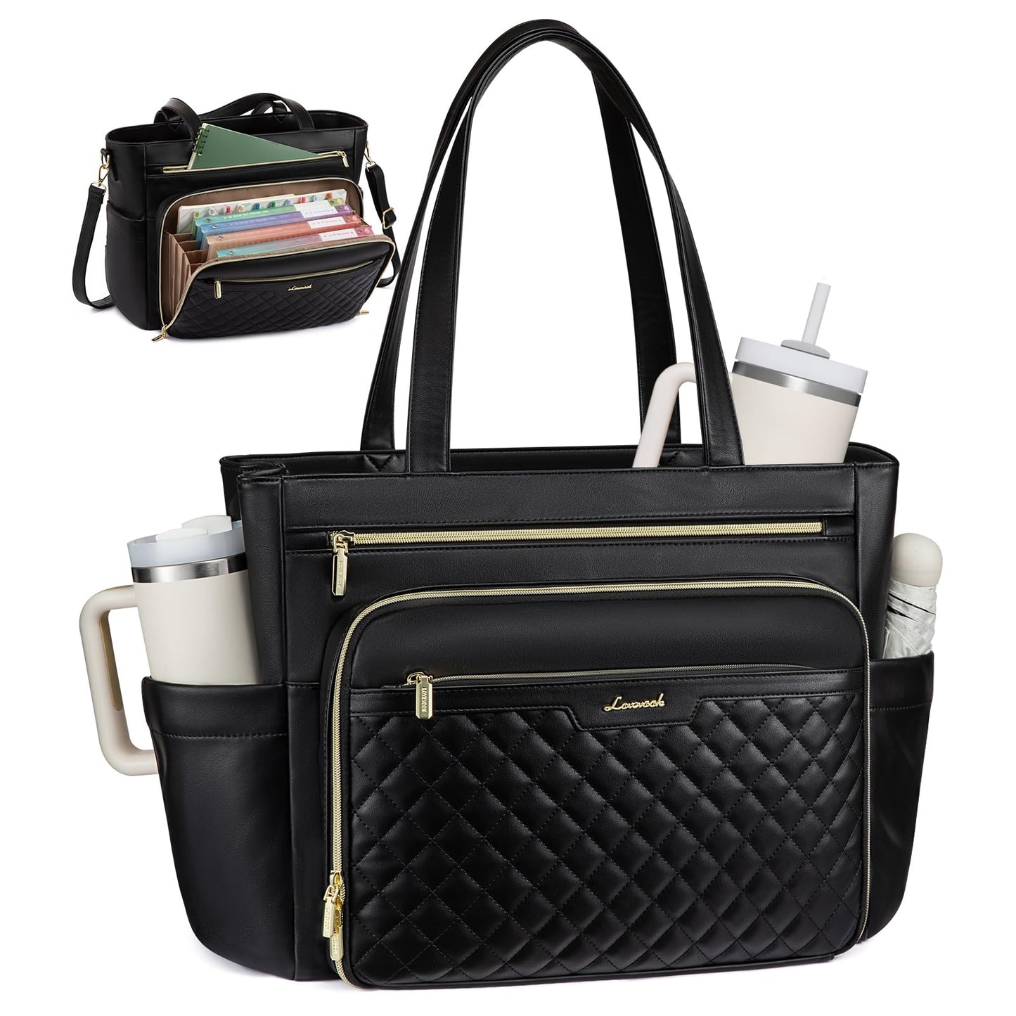 Teacher Tote Bag with Accordion File Pocket