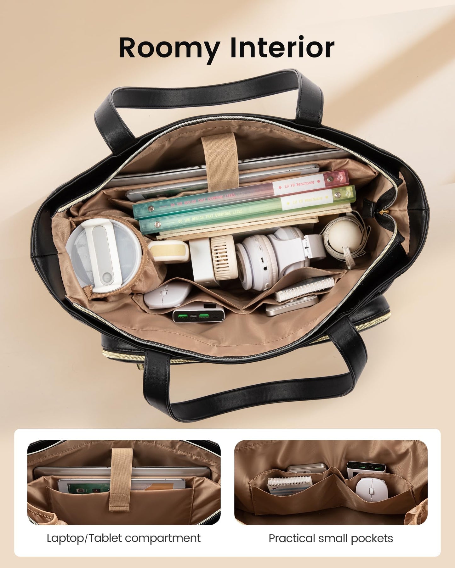 Teacher Tote Bag with Accordion File Pocket