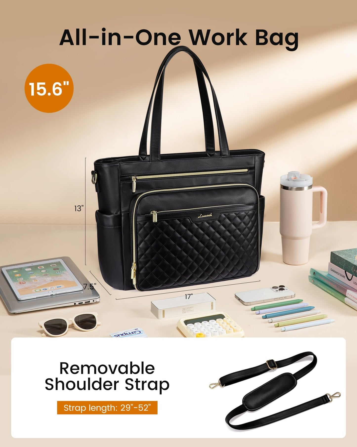 Teacher Tote Bag with Accordion File Pocket