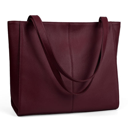 Genuine Leather Zipper Tote Bag for Women
