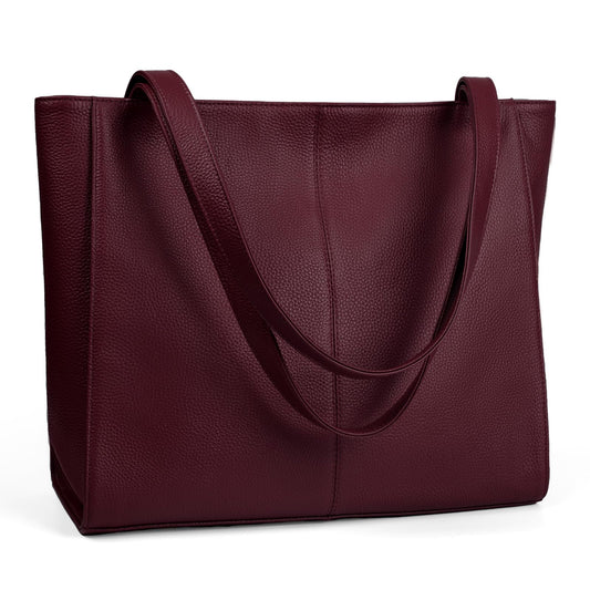 Genuine Leather Zipper Tote Bag for Women