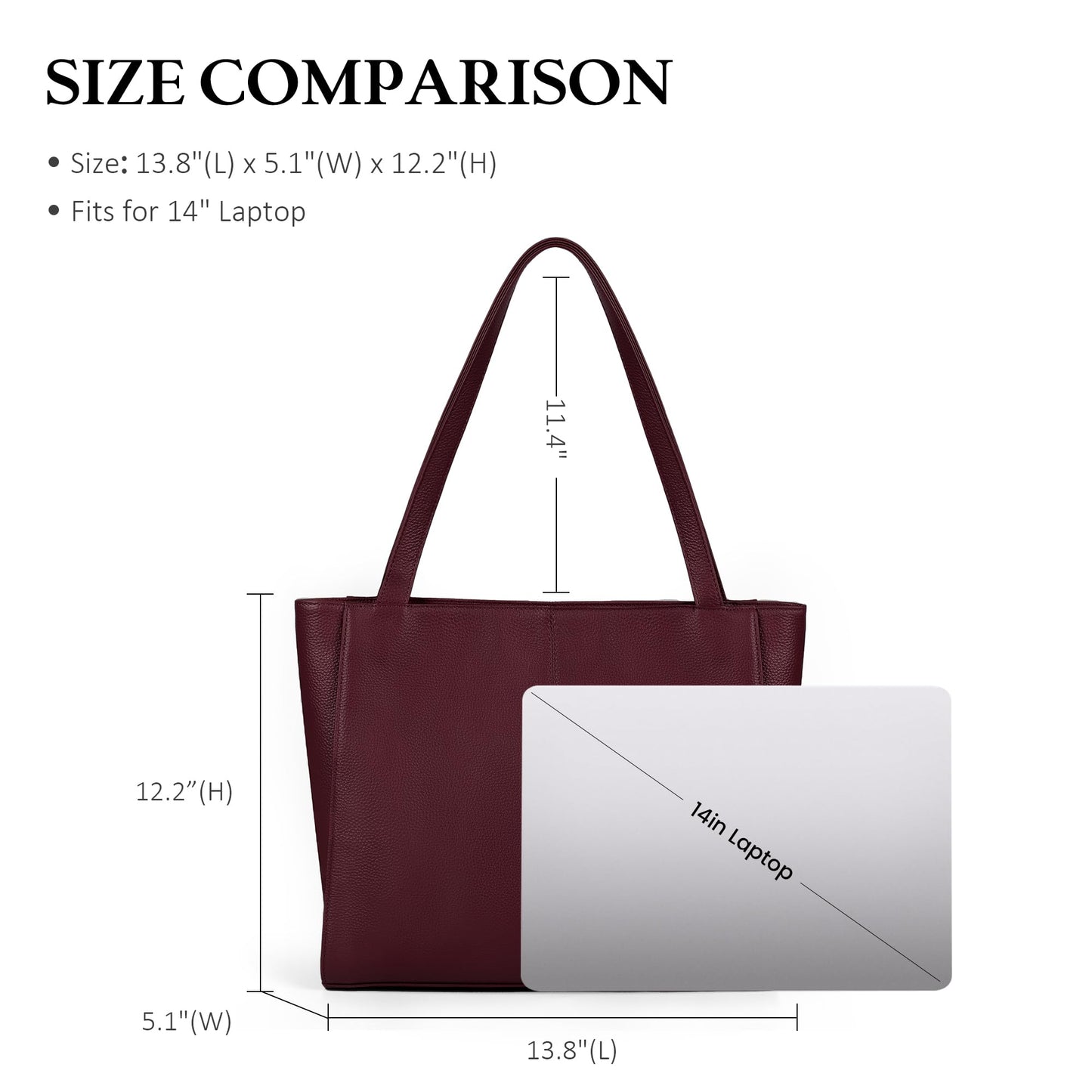 Genuine Leather Zipper Tote Bag for Women