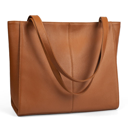 Genuine Leather Zipper Tote Bag