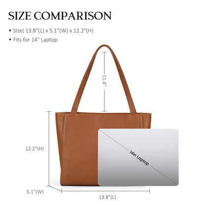 Genuine Leather Zipper Tote Bag