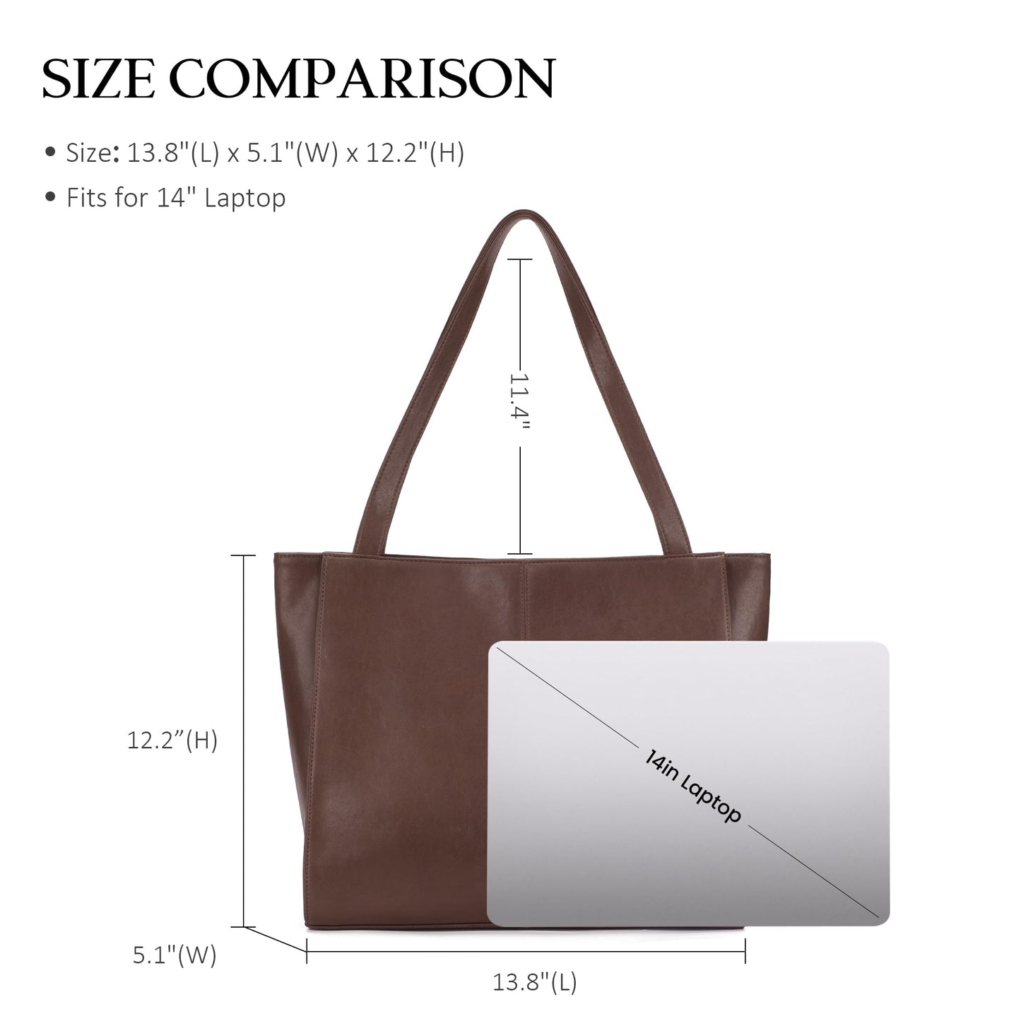 Genuine Leather Zipper Tote Bag