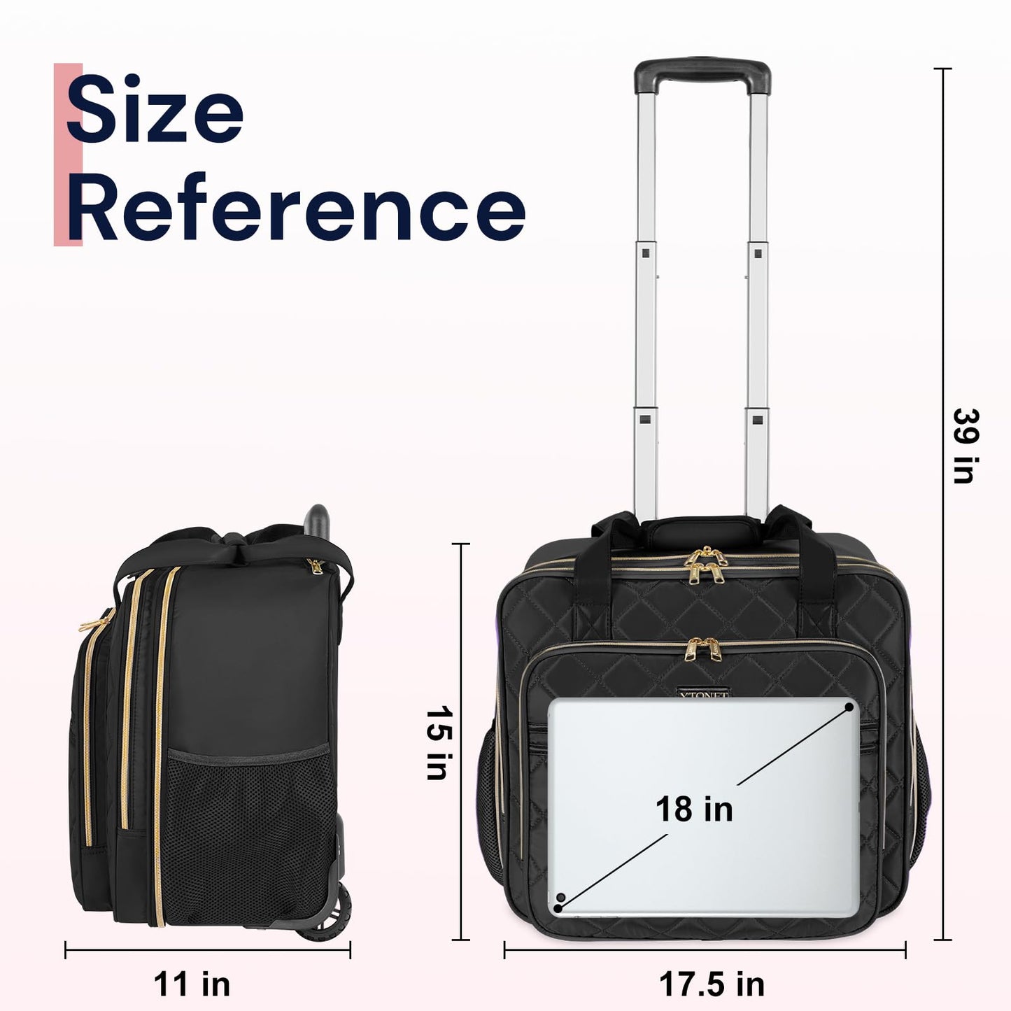 17.3 Inch Laptop Bag with Wheels Rolling