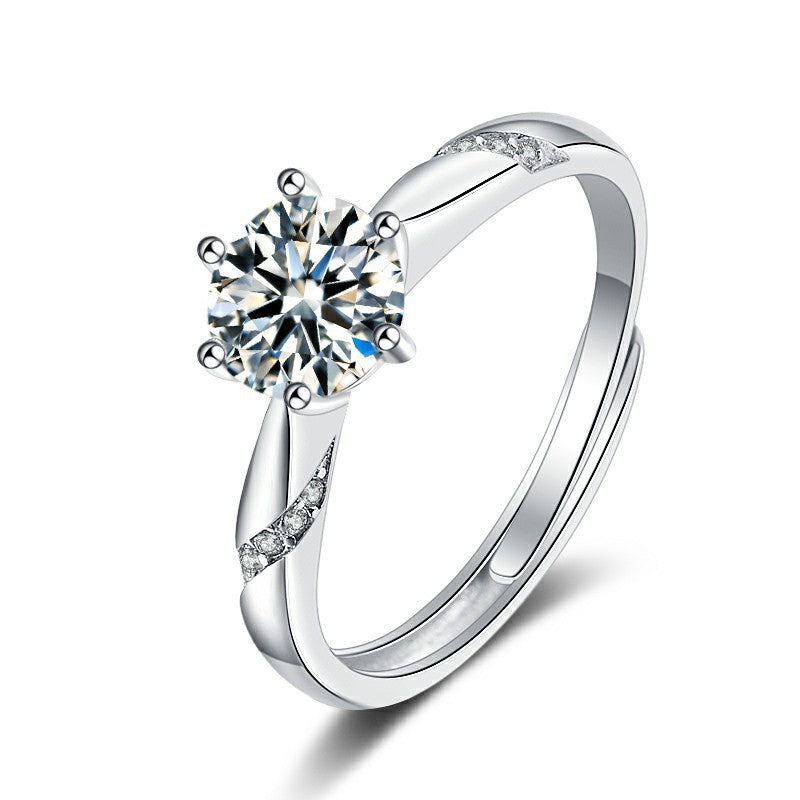 JSpearls twist arm four claw moissanite ring