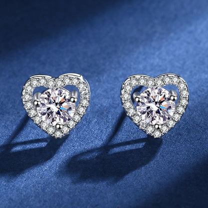 S925 Moissanite Heart Design Earrings