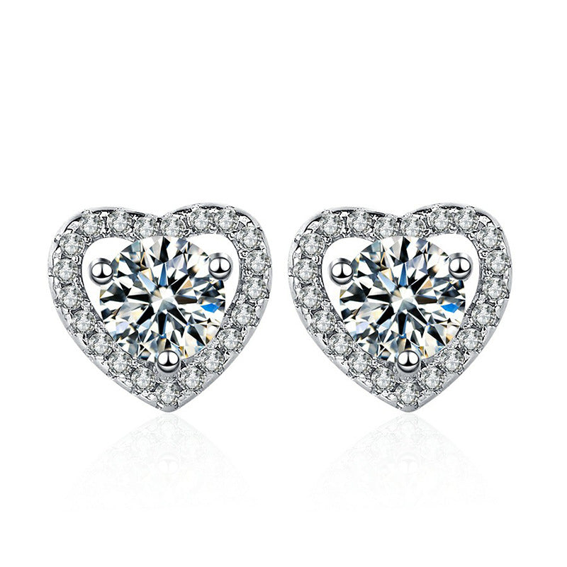 S925 Moissanite Heart Design Earrings