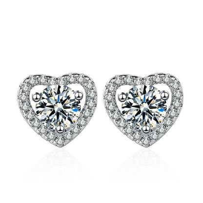 S925 Moissanite Heart Design Earrings