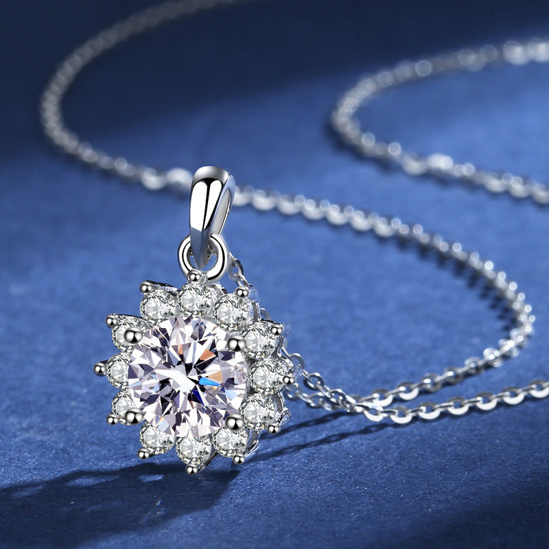 Sunflower moissanite Necklace S925