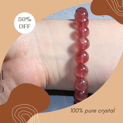 Strawberry Quartz Crystal Bracelet